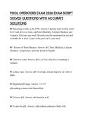 POOL OPERATORS EXAM 2026 EXAM SCRIPT SOLVED QUESTIONS WITH ACCURATE SOLUTIONS