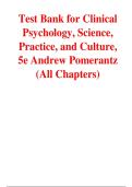 Test Bank for Clinical Psychology&comma; Science&comma; Practice&comma; and Culture&comma; 5th Edition By Andrew Pomerantz A&plus;