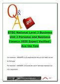 BTEC National Level 3 Business Unit 3 Personal and Business Finance 2026 &ndash; 350 Exam Questions & Answers &vert; Financial Statements&comma; Cash Flow & Ratios &vert; Pearson BTEC