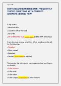 STATE BOARD BARBER EXAM &vert; FREQUENTLY  TESTED QUESTIONS WITH CORRECT  ANSWERS &vert; BRAND NEW&excl;