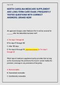 NORTH CAROLINA MEDICARE SUPPLEMENT  AND LONG-TERM CARE EXAM &vert; FREQUENTLY  TESTED QUESTIONS WITH CORRECT  ANSWERS &vert; BRAND NEW&excl;