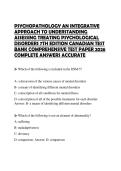 PSYCHOPATHOLOGY AN INTEGRATIVE APPROACH TO UNDERSTANDING ASSESSING TREATING PSYCHOLOGICAL DISORDERS 7TH EDITION CANADIAN TEST BANK COMPREHENSIVE TEST PAPER 2026 COMPLETE ANSWERS ACCURATE
