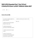 2022 NFHS Baseball Part I Test &lpar;WIAA&rpar; COMPLETE EXAM LATEST VERSION 2026-2027
