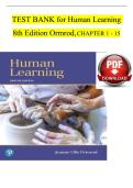 TEST BANK for Human Learning&comma; 8th Edition by Ormrod&comma; Verified Chapters 1 - 15&comma; Complete Newest Version TEST BANK for Human Learning&comma; 8th Edition by Ormrod&comma; Verified Chapters 1 - 15&comma; Complete Newest Version TEST BANK for Human Learning&comma; 8th Edition by Ormr