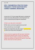 HESI - FUNDAMENTALS PRACTICE EXAM &vert;  FREQUENTLY TESTED QUESTIONS WITH  CORRECT ANSWERS &vert; BRAND NEW&excl; 