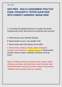 HESI PREP - HEALTH ASSESSMENT PRACTICE  EXAM &vert; FREQUENTLY TESTED QUESTIONS  WITH CORRECT ANSWERS &vert; BRAND NEW&excl; 