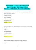 Blood bank - Transfusion Practice Questions and Answers &vert; Latest Version &vert; 2025&sol;2026 &vert; Correct & Verified