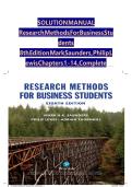 Instructor's Manual for Research Methods for Business Students 8th Edition by Mark Saunders&comma; Philip Lewis&comma; Adrian Thornhill &lpar;All Chapters&rpar;