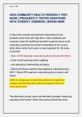 HESI COMMUNITY HEALTH VERSION 3 TEST  BANK &vert; FREQUENTLY TESTED QUESTIONS  WITH CORRECT ANSWERS &vert; BRAND NEW&excl; 