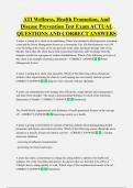 ATI Wellness&comma; Health Promotion&comma; And  Disease Prevention Test Exam ACTUAL  QUESTIONS AND CORRECT ANSWERS