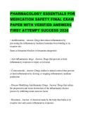 PHARMACOLOGY ESSENTIALS FOR MEDICATION SAFETY FINAL EXAM PAPER WITH VERIFIED ANSWERS FIRST ATTEMPT SUCCESS 2