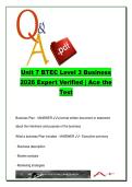 Unit 7 BTEC Level 3 Business 2026 &ndash; 180&plus; Questions on Business Plans&comma; Financial Statements&comma; Ratio Analysis & Quality Management