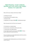 Digital Marketing - Google Certification Questions and Correct Answers with Complete Solutions &vert; New Update 2026