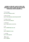 AMERICAN HEART ASSOCIATION CPR CERTIFICATION PAPER 2026 QUESTIONS WITH SOLUTIONS GRADED A&plus;