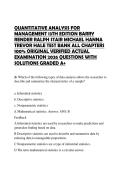 QUANTITATIVE ANALYSIS FOR MANAGEMENT 13TH EDITION BARRY RENDER RALPH STAIR MICHAEL HANNA TREVOR HALE TEST BANK ALL CHAPTERS 100&percnt; ORIGINAL VERIFIED ACTUAL EXAMINATION 2026 QUESTIONS WITH SOLUTIONS GRADED A&plus;
