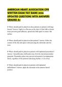 AMERICAN HEART ASSOCIATION CPR WRITTEN EXAM TEST BANK 2026 UPDATED QUESTIONS WITH ANSWERS GRADED A&plus;