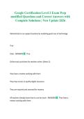 Google Certification Level 2 Exam Prep modified Questions and Correct Answers with Complete Solutions &vert; New Update 2026
