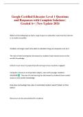Google Certified Educator Level 1 Questions and Responses with Complete Solutions &vert; Graded A&plus; &vert; New Update 2026