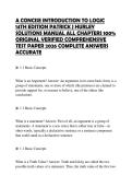 A CONCISE INTRODUCTION TO LOGIC 14TH EDITION PATRICK J HURLEY SOLUTIONS MANUAL ALL CHAPTERS 100&percnt; ORIGINAL VERIFIED COMPREHENSIVE TEST PAPER 2026 COMPLETE ANSWERS ACCURATE