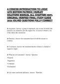 A CONCISE INTRODUCTION TO LOGIC 14TH EDITION PATRICK J HURLEY SOLUTIONS MANUAL ALL CHAPTERS 100&percnt; ORIGINAL VERIFIED FINAL STUDY GUIDE 2026 SOLVED QUESTIONS FULLY CORRECT