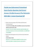 Florida Law Enforcement Promotional Exam Practice Questions And Correct Answers &lpar;Verified Answers&rpar; Plus Rationales 2026 Q&A &vert; Instant Download Pdf