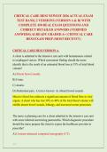 CRITICAL CARE HESI EXIT EXAM NEWEST 2026 ACTUAL EXAM  TEST BANK&vert; 2 VERSIONS &lpar;VERSION A & B&rpar; WITH  COMPLETE 450 REAL EXAM QUESTIONS AND  CORRECT DETAILED ANSWERS &lpar;VERIFIED  ANSWERS&rpar; ALREADY GRADED A&plus;&vert; CRITICAL CARE  HESI EXIT EXAM PREP &lpar;MOST RECENT&excl;&excl;&rpar;