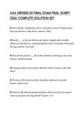 AAA DRIVERS ED FINAL EXAM FINAL SCRIPT 2026 COMPLETE SOLUTION SET