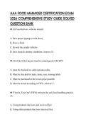 AAA FOOD MANAGER CERTIFICATION EXAM 2026 COMPREHENSIVE STUDY GUIDE SOLVED QUESTION BANK