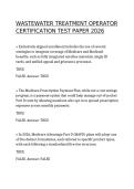 Wastewater Treatment Operator Certification Test Paper 2026