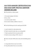 AAA FOOD MANAGER CERTIFICATION EXAM 2026 EXAM SCRIPT PRACTICE QUESTIONS ANSWERS INCLUDED