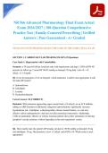 NR 566 Advanced Pharmacology Final Exam Actual Exam 2026&sol;2027 &vert; 100-Question Comprehensive Practice Test &vert; Family-Centered Prescribing &vert; Verified Answers &vert; Pass Guaranteed - A&plus; Graded