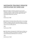 Wastewater Treatment Operator Certification Test Paper 2026