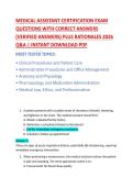 MEDICAL ASSISTANT CERTIFICATION EXAM QUESTIONS WITH CORRECT ANSWERS  &lpar;VERIFIED ANSWERS&rpar; PLUS RATIONALES 2026  Q&A &vert; INSTANT DOWNLOAD PDF