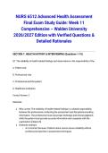 NURS 6512 Advanced Health Assessment Final Exam Study Guide&colon; Week 11 Comprehensive &ndash; Walden University 2026&sol;2027 Edition with Verified Questions & Detailed Rationales