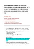 AMERICAN HEART ASSOCIATION &lpar;AHA&rpar; PALS  CERTIFICATION PRACTICE EXAM QUESTIONS WITH  CORRECT ANSWERS &lpar;VERIFIED ANSWERS&rpar; PLUS  RATIONALES 2026 Q&A &vert; INSTANT DOWNLOAD  PDF