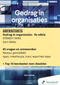 Gedrag in Organisaties 9e editie 2025 - Samenvatting plus oefentoets