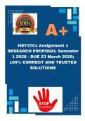 HSY3701 Assignment 1 RESEARCH PROPOSAL Semester 1 2026 - DUE 23 March 2026&semi; 100&percnt; CORRECT AND TRUSTED SOLUTIONS