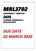 MRL3702 ASSIGNMENT 1 SEMESTER 1 2026 &lpar;ANSWERS&rpar; -- DUE DATE MARCH 2026