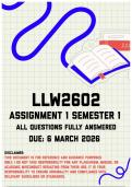 LLW2602 Assignment 1 Semester 1 Memo &vert; Due 6 March 2026