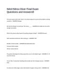 NAUI Nitrox Diver Final Exam Questions and Answers