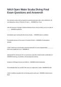 NAUI Open Water Scuba Diving Final Exam Questions and Answers