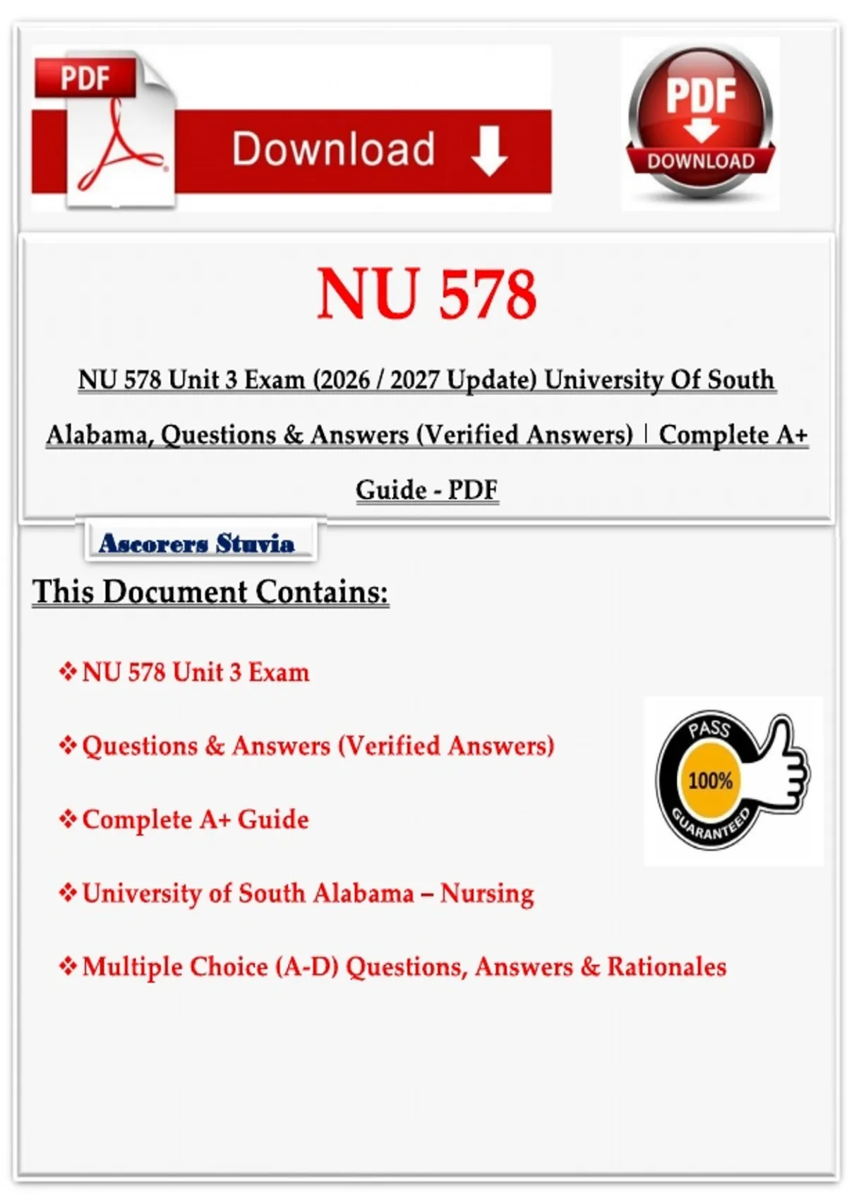 NU 578 Unit 3 Exam (2026 / 2027 Update) University Of South Alabama ...