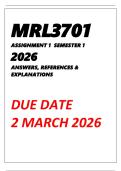 MRL3701 ASSIGNMENT 1 SEMESTER 1 2026 &lpar;ANSWERS&rpar; -- DUE DATE 2 MARCH 2026