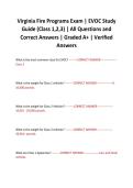 Virginia Fire Programs Exam &vert; EVOC Study Guide &lpar;Class 1&comma;2&comma;3&rpar; &vert; All Questions and Correct Answers &vert; Graded A&plus; &vert; Verified Answers