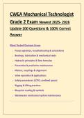 CWEA Mechanical Technologist  Grade 2 Exam Newest 2025- 2026  Update  Questions & 100&percnt; Correct  Answer package deal