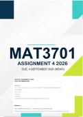 MAT3701 Assignment 4 2026 - Due 4 September 2026