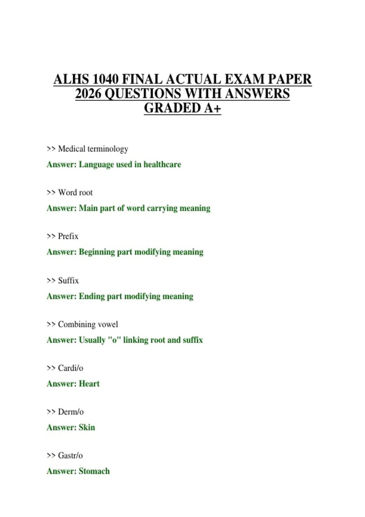 ALHS 1040 FINAL ACTUAL EXAM PAPER 2026 QUESTIONS WITH ANSWERS GRADED A+ ...