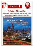 Solution Manual For Accounting for Decision Making and Control 9th Edition by Jerold Zimmerman&comma; All Chapters &vert;&vert; Complete A&plus; Guide - PDF