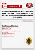 HESI Med-Surg RN Custom Latest 2026&sol;2027 Exam &ndash; Med Surg 2 Class &ndash; Complete Exam with All Questions and Detailed Answers &vert;&vert; A&plus; Rated