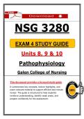NSG 3280 Exam 4 &lpar;2026 &sol; 2027&rpar; &vert; Pathophysiology &vert; Galen College &lpar;PDF&rpar;